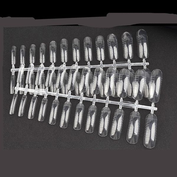 

10pcs gel false nail tips clear cover acrylic nail extend mold mixed size false nails with scale tool crystal extension nails, Red;gold