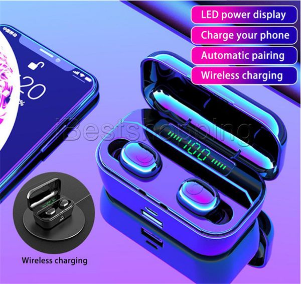 

g6s tws 5.0 in earphone wireless earphone portable earphone headphone with led power dispaly support wireless fast charging