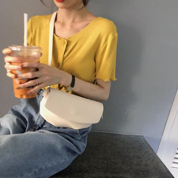 

2020 new ladies shoulder bag pu tide simple small shoulder bag crossbody chest solid color retro