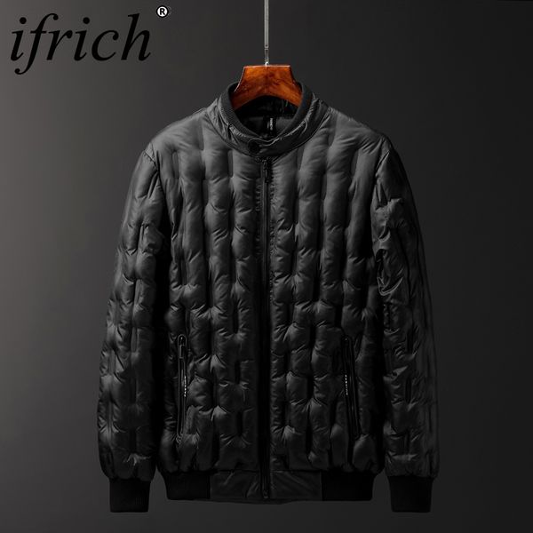 

men's winter jacket thick warm coats men thermal parkas male korean slim fit fashion stand collar jackets men brand outerwears, Black