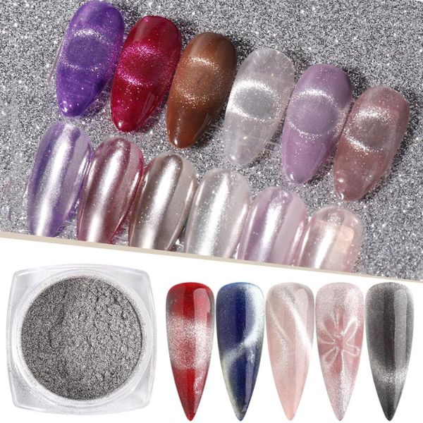 

0.5g chrome mirror nail glitter cat eye magnetic powder pigment nail art gold silver shiny dust uv gel polish manicure trmm01-02, Silver;gold