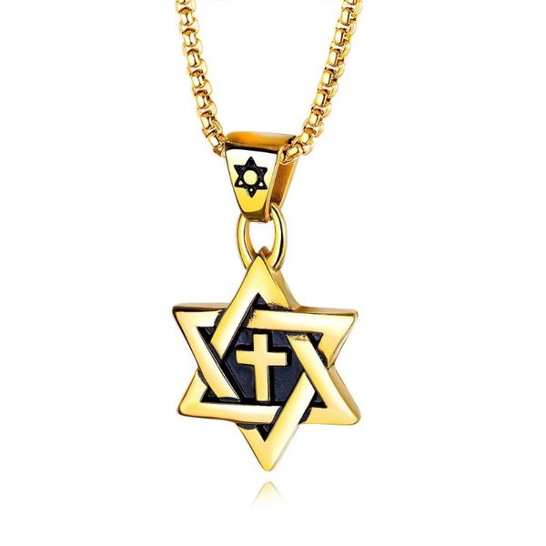 

stainless steel hexagonal star pendant necklace pendant hiphop style necklace, Silver