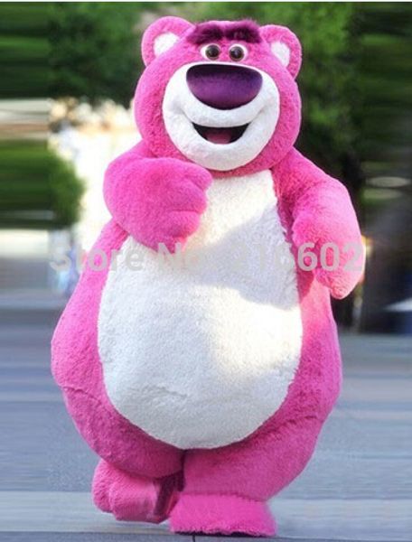 

outfit costumes suit pink bear cartoon mascot costume for adults me show for halloween party costumes, Red;yellow
