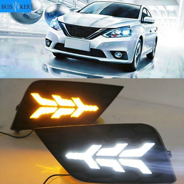

led drl daytime running light for sylphy sentra 2020-2020 yellow turn signal, blue night light, wireless switch