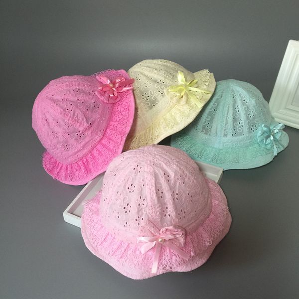 

caps & hats bay hat baby bow hollow out bucket girls e princess summer children's korean-style, Yellow
