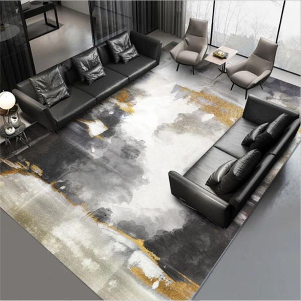 

area rug for living room chinese style abstract black gold ink painting pattern carpet christmas rug grey modern home decor