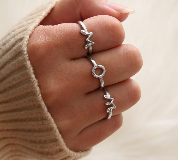 

fashion 26 letters silver ring for women rhinestone open a-z initial letter finger rings female engagement ring jewelry party gift