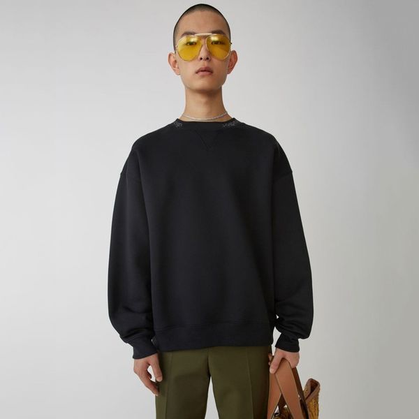 

18fw logo crewneck long sleeve casual simple solid sweatshirt fashion pullover sweater sportwear street hoodies hfymwy211, Black