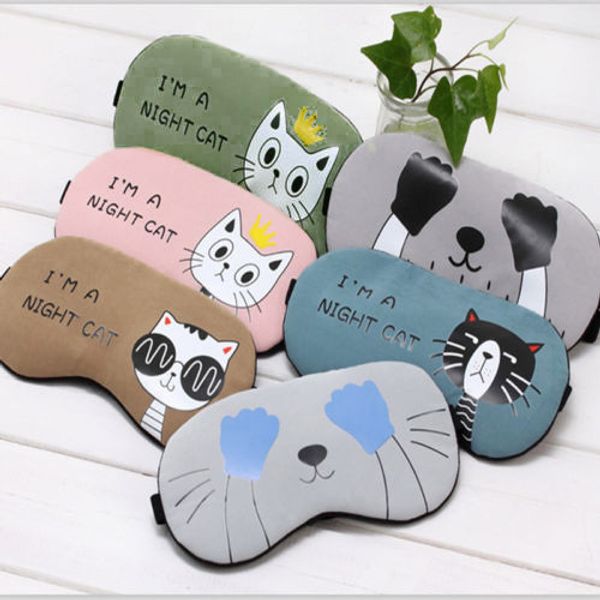 

1pc sleeping eye mask cute cat printing soft padded sleep travel shade cover rest relax sleeping blindfold eye cover mask