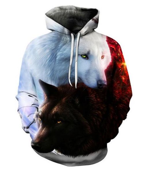 

new fashion harajuku style casual 3d printing hoodies wolf men / women autumn and winter sweatshirt hoodies coats bw0138, Black