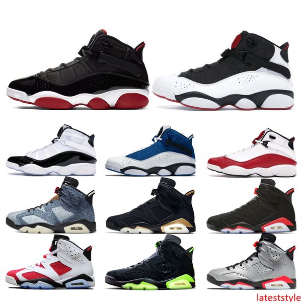 

rings 6 bred concord 6s washed denim men basketball shoes black infrared bred dmp psg 3m reflective mens sports sneakers size 7-13