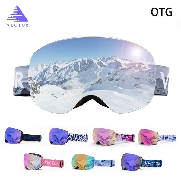 

magnets otg ski goggles snowboard anti-fog snow glasses interchangeable spherical lenses skiing men women