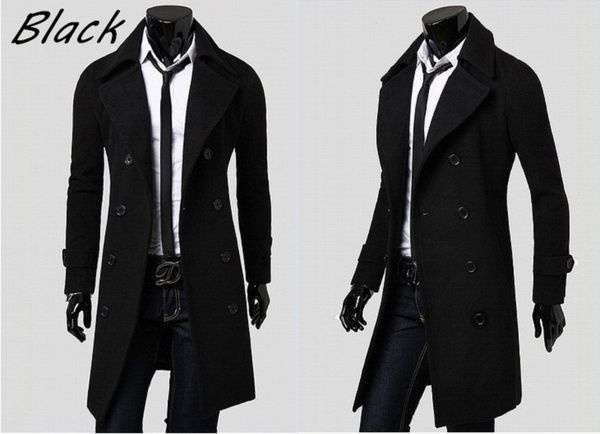 

new arrived 2016 spring windbreaker long trench coat men fleece brand clothing plus size dfbtc001, Tan;black
