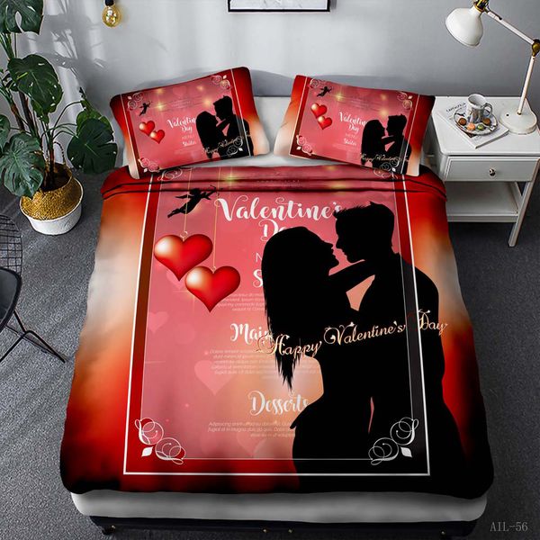 

3d valentine's day couples king size bedding set luxury queen duvet cover set pillowcases custom 3pcs festival