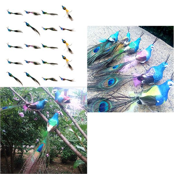 

20 x foam handcraft small peacock birds figurine ornament for garden lawn patio yard