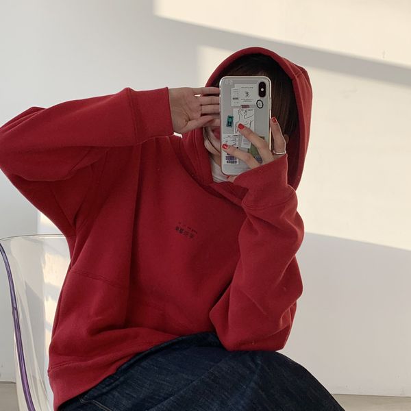 

2019 new color fashion vintage lady funny letter print pullover long sleeve loose sweatshirt, Black