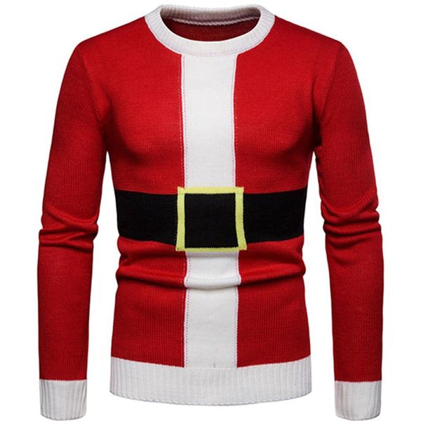 

male sweater christmas festival casual round collar pullover knitwear, White;black