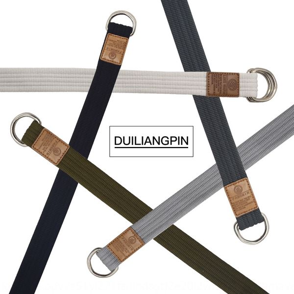 

women's ins american double-ring buckle belt vintage weaving tactical canvas canvas belt ameka ji men, Black;brown
