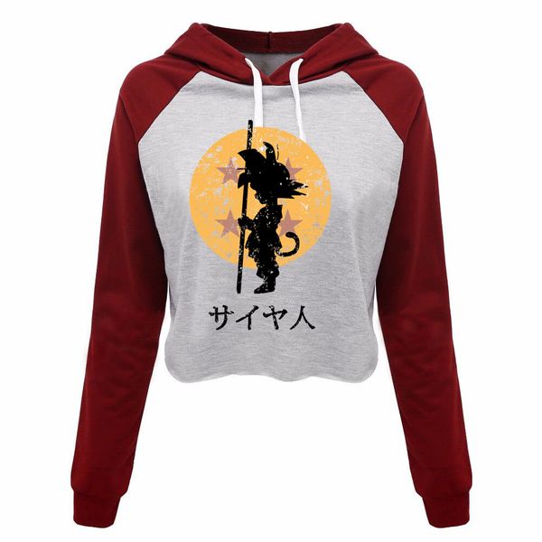 

z japanese anime print womens long sleeve crop hoodies sweatshirt harajuku fashion punk rock sweatshirts, Black