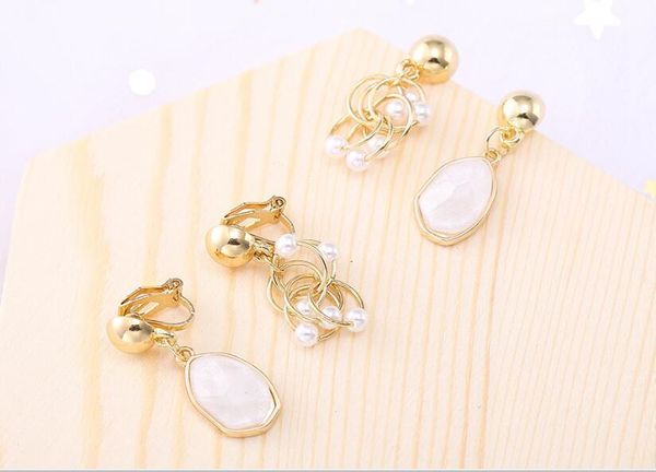 

19wed47 2019 new arrival asymmetric popular gift gold plate fashion accessory jewelry classic simple europe preal wholesale clip on earring, Silver