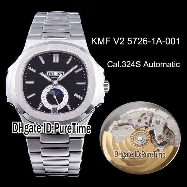 

kmf nautilus 5726 годовой календарь фазы луны cal.324sc автоматические мужские часы черный текстурированный циферблат браслет из нержавеющей, Slivery;brown