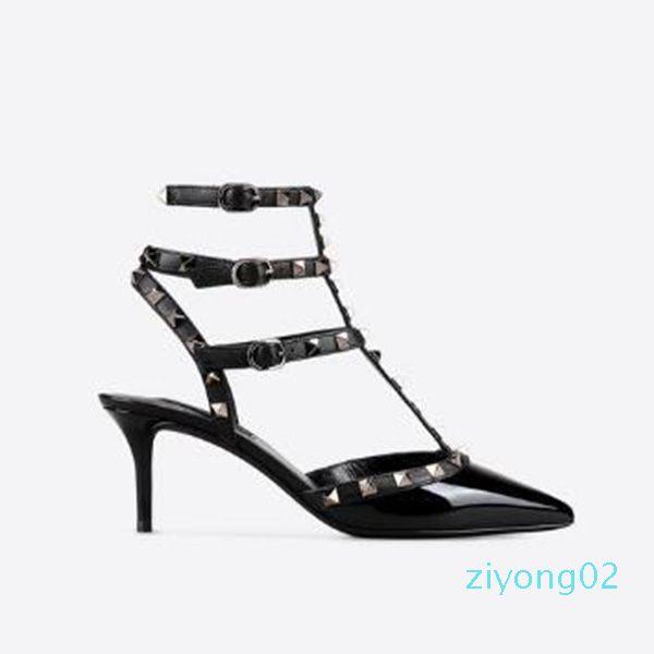 

2020 brand shoes red sloe women pumps high heel shoes rivet pointed toe fine heel lady wedding shoes bottom 8cm 10cm 12cm, Black