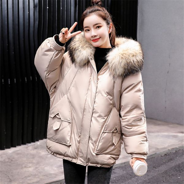 

new fashion winter warm short jacket ladies loose coat jacket female hooded winter down cotton plus size clothing, Black