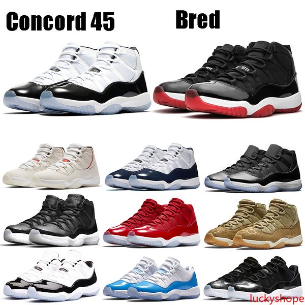 

new bred jampman 11s white metallic silver basketball shoes concord 45 low snake light bone space jam gym red men women designer sneakers