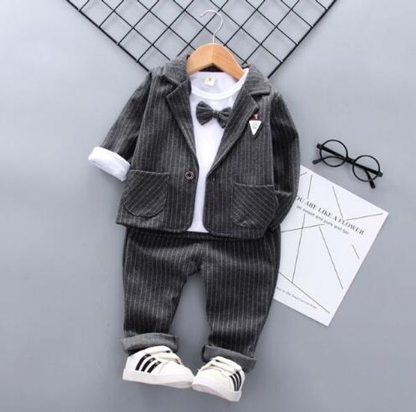 

2019 новая весна дети дети галстук пиджак формальный хлопок джентльмен случайные мальчики куртки футболка брюки 3 шт. / компл. костюм детско, White