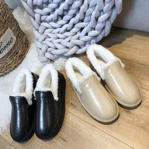 

sailing lu winter fashion ankle boots flat with solid warm round toe snow boots slip on for female 2 colors size 35-40 xwx7271, Black