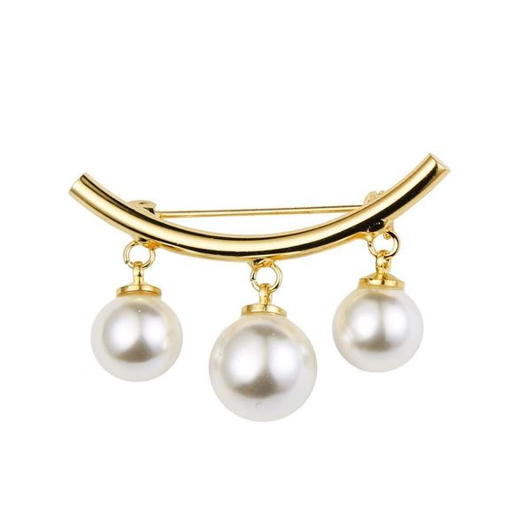 

18k white gold plated white ball imitation pearl anti exposure brooches for women pearl dangle brooches pins wedding jewelry wholesale price, Gray