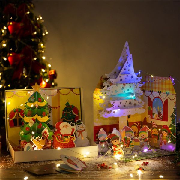 

christmas new year gifts box diy kindergarten children handmade craft gift christmas decoration for home supplies(with light