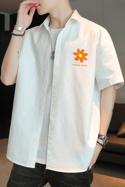 

white shirt men short-sleeved summer korean version of the fashion handsome summer casual loose versatile short-sleeved shirt se, White;black