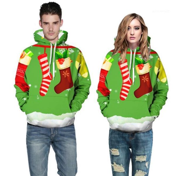 

couples sweatshirts winter festival loose male clothing christmas men hoodies 3d printed long sleeve fashion hooded, Black