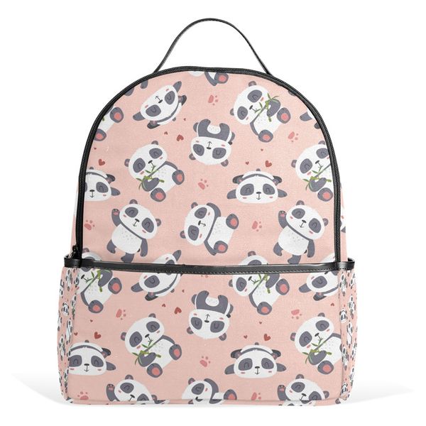 

panda backpack girls school backpack pink cute bags for boys girls cartoon print animal kids canvas zipper bag gift