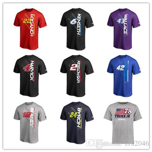 

NASCAR T-Shirt 2018 Alex Bowman #24 William Byron #12 Ryan Blaney #2 Brad Keseloweski #4Kevin Harvick sport short shirt printing brand logos