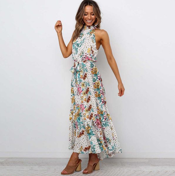 

2020 new womens dresses fashion summer sleeveless printed dresses women long skrits 4 colors ph-yf20422a 11, Black;gray