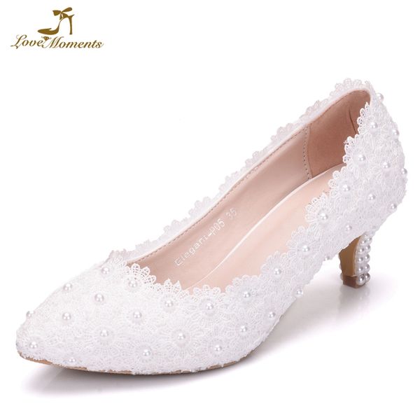 

white pink lace flower party prom shoes plus size 43 bridal wedding shoes bridesmaid 2 inches kitten heel birthday gift, Black;white