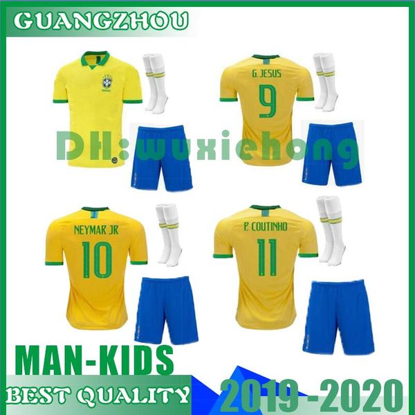 

news kids kit and man brazil copa america home soccer jersey away 19 20 coutinho marcelo paulinho child camiseta de futbol football shirt, Black;yellow