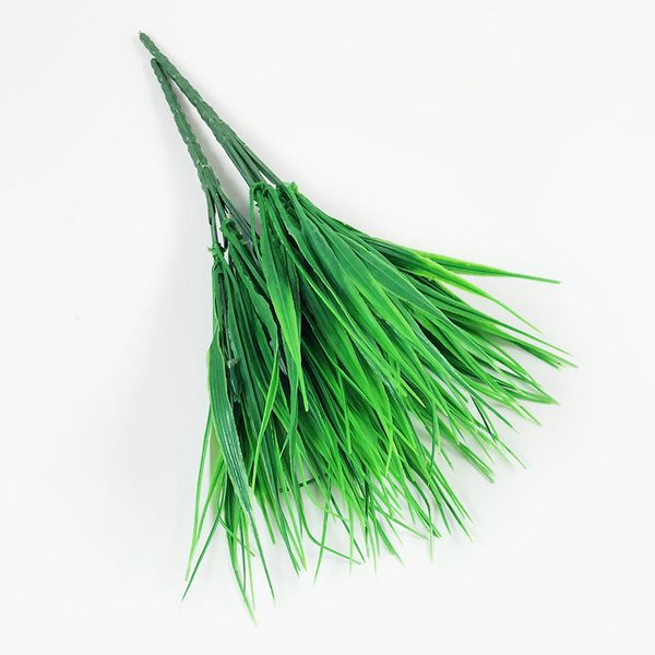 

7 fork artificial spring grass green plastic simulation foliage for wedding decorations fashionable room ornament w9221