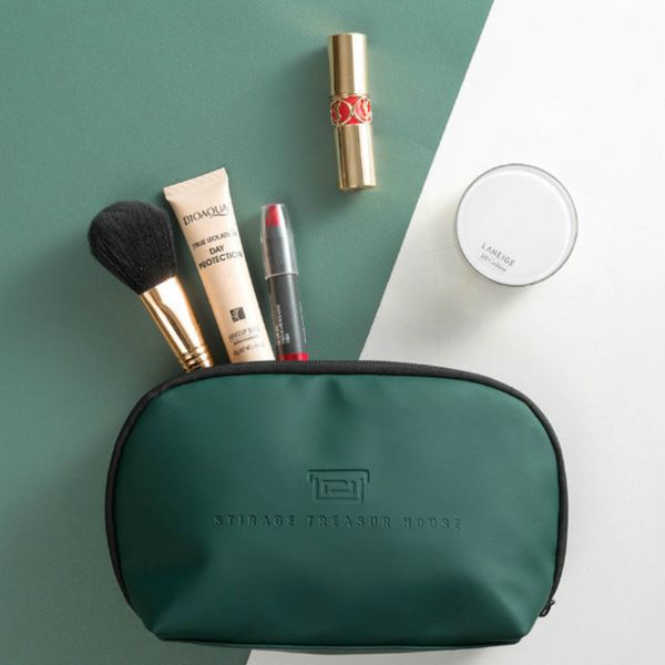 

simple cosmetic bag shell organizer ladies pu clutch makeup bag