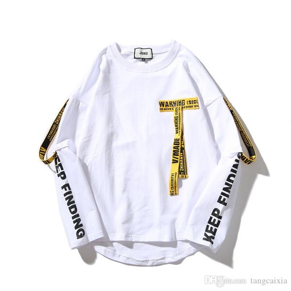 

mens designer t shirts cotton printing ribbon highstreet long sleeve short pour hommes wholesale ing, White;black