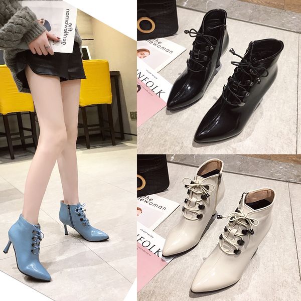 

size 35-39 2019 new soft women boots autumn waterproof casual zipper shoes woman high heels female round toes boot, Black