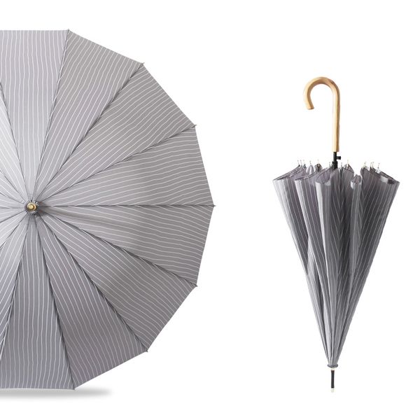 

clear large wooden handle striped sunny umbrella rain women windproof art stylish umbrella kids girl rain parasol anti uv z507