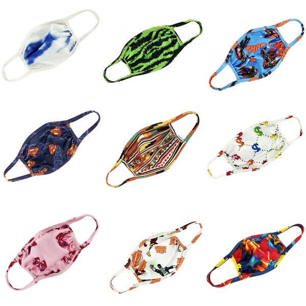 

sale kids mask cotton comfortable face masks 3-layer fashion designer printed mask dustproof earloop masks 202005155 #539, Black