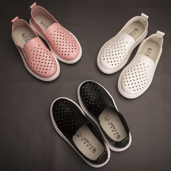 

2020 baby girls flat shoes boys leather shoes pu for school spring summer children casual toddlers hollow breathable, Black;grey