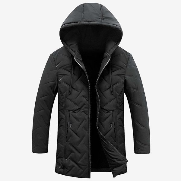 

jacket winter 2019 warm thicken coats business windproof casual outerwear thick medium long coat men parka, Black