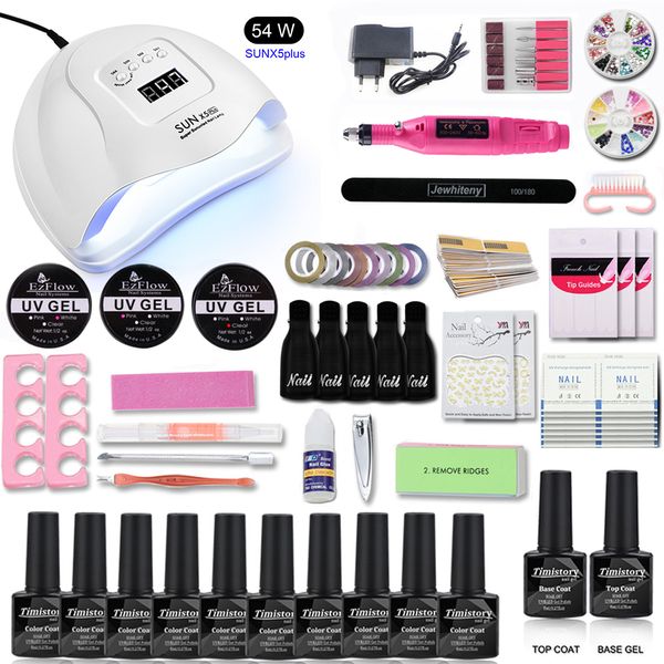 

nail set uv led lamp dryer with 10pcs nail gel polish kit soak off manicure tools set electric drill for art tools