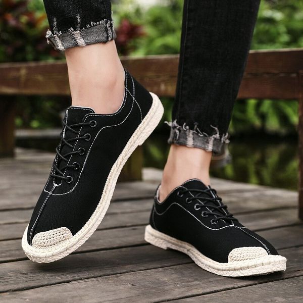 

2019 spring shoes men autumn summer male casual canvas shoes breathable tenis lace up fashion men sneaker flats, Black
