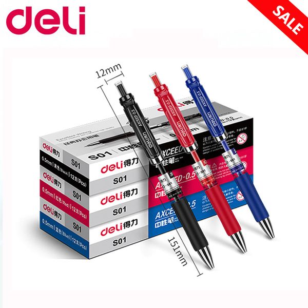 

deli gel pen 3 pcs 0.5mm office supplies stationery gel pens for students writing black red blue pen refills